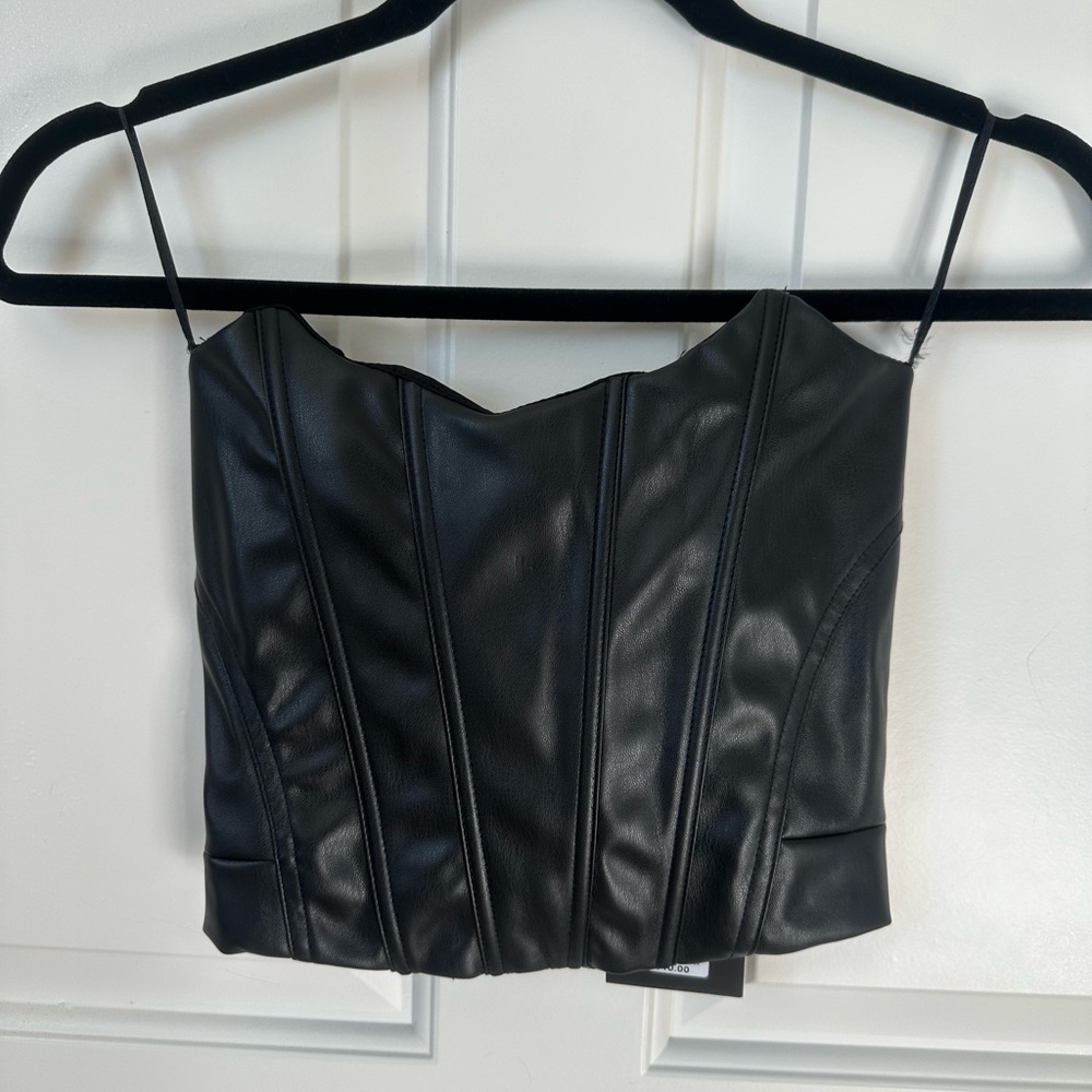 Black Faux Leather Corset tube top